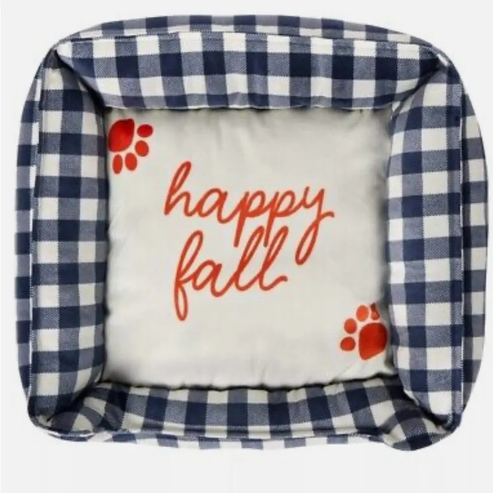 Happy Fall Plaid Pet Bed